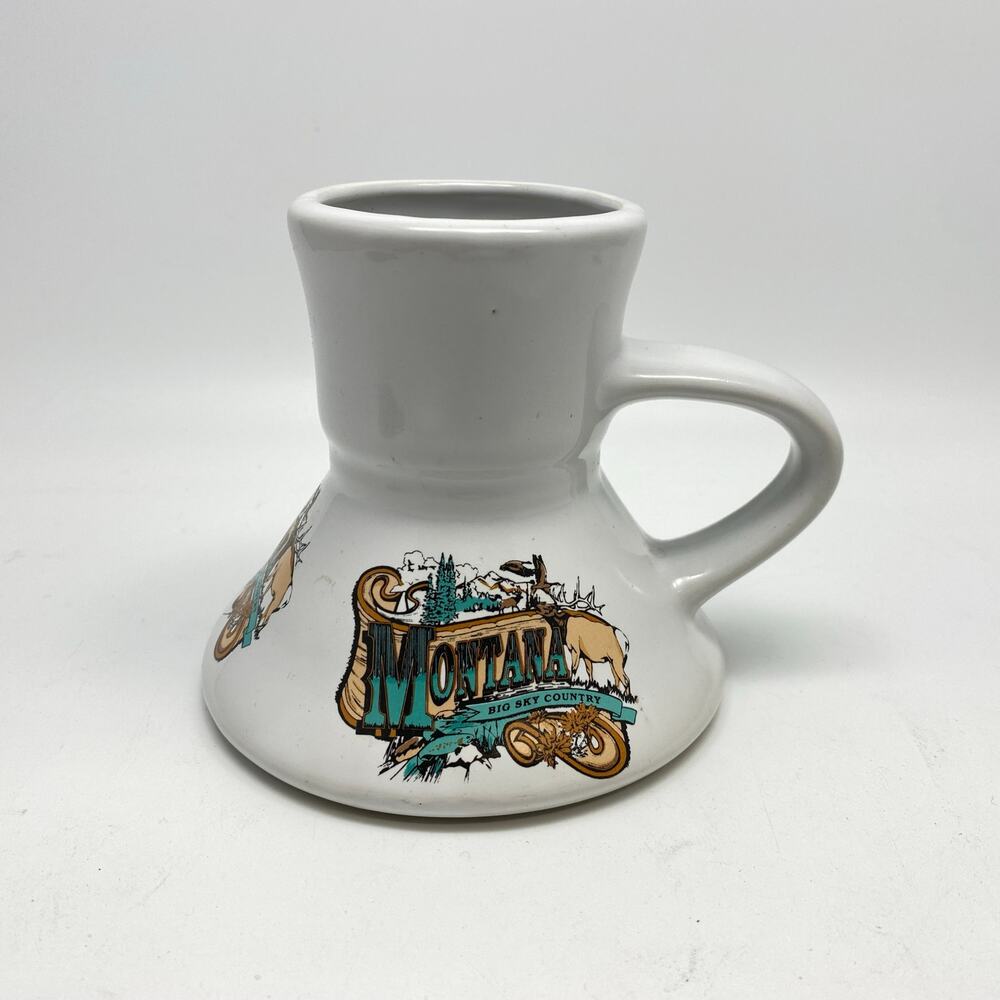 Vintage Montana Big Sky Country Souvenir Coffee Mug No Spill Wide Bottom‎ Travel